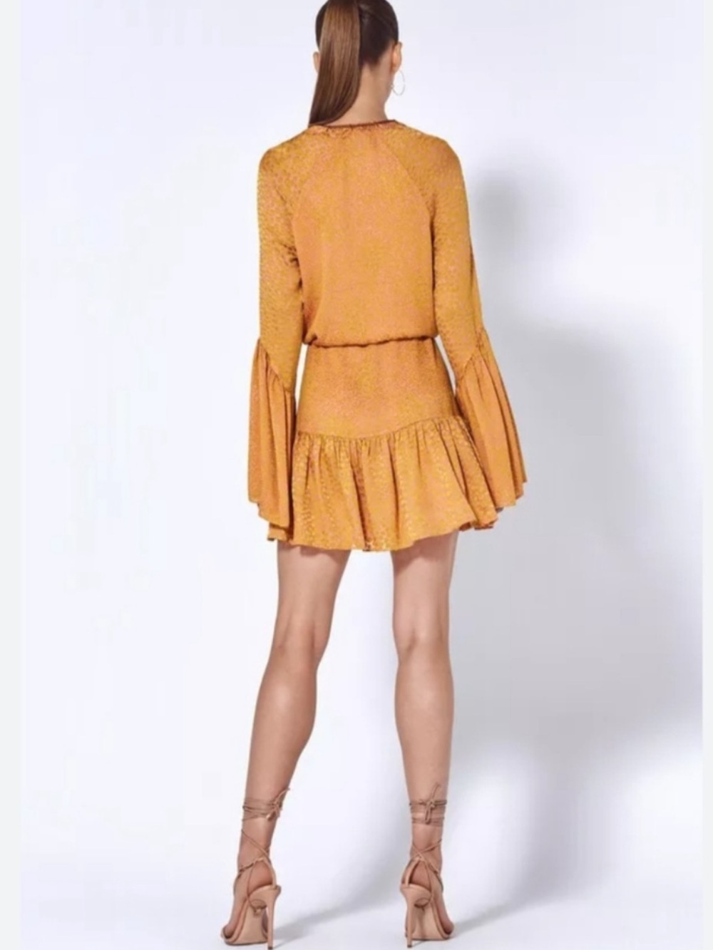 Alexis Golden Mustard Long-Sleeve Mini Dress, Size S, GUC - Picture 2 of 2